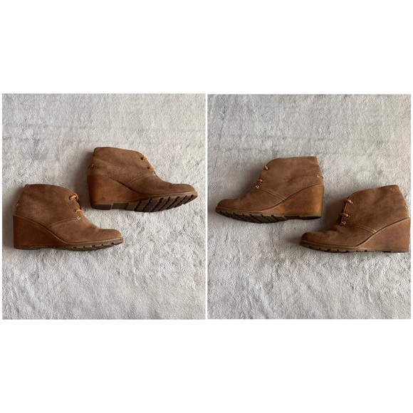 Sperry Top-Sider Stella Prow Lace-Up Wedge Chukka Ankle Boot Suede Leather Taupe - Picture 4 of 17